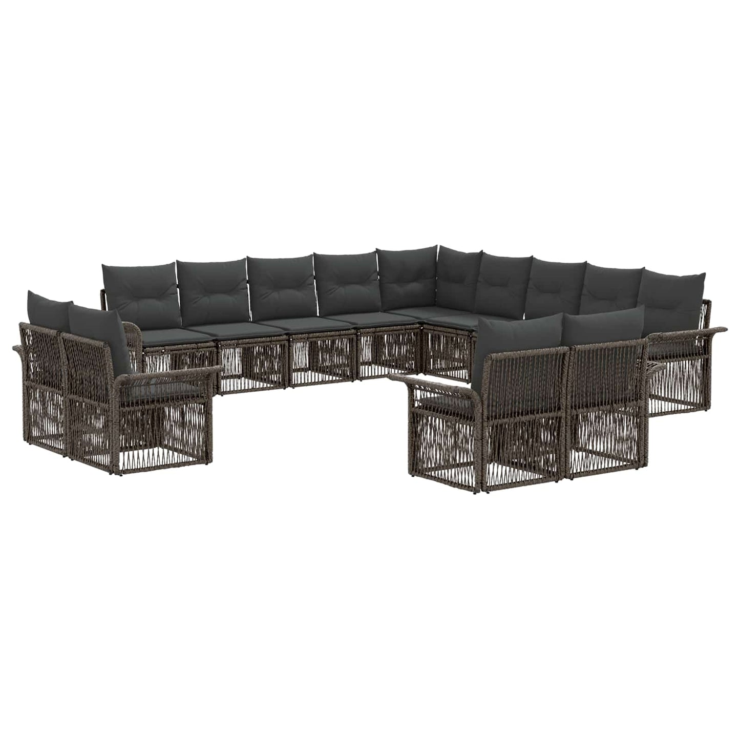 Set Divano da Giardino 13 pcs Grigio e Grigio Scuro polyrattan | homemem39