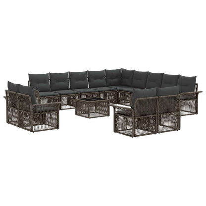 Set Divano da Giardino 14 pcs Grigio e Grigio Scuro polyrattan | homemem39