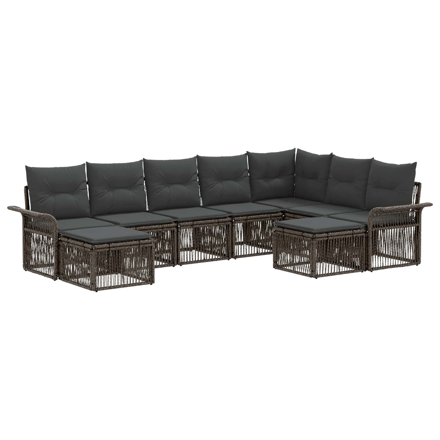 Set Divano da Giardino 9 pcs Grigio e Grigio Scuro polyrattan | homemem39