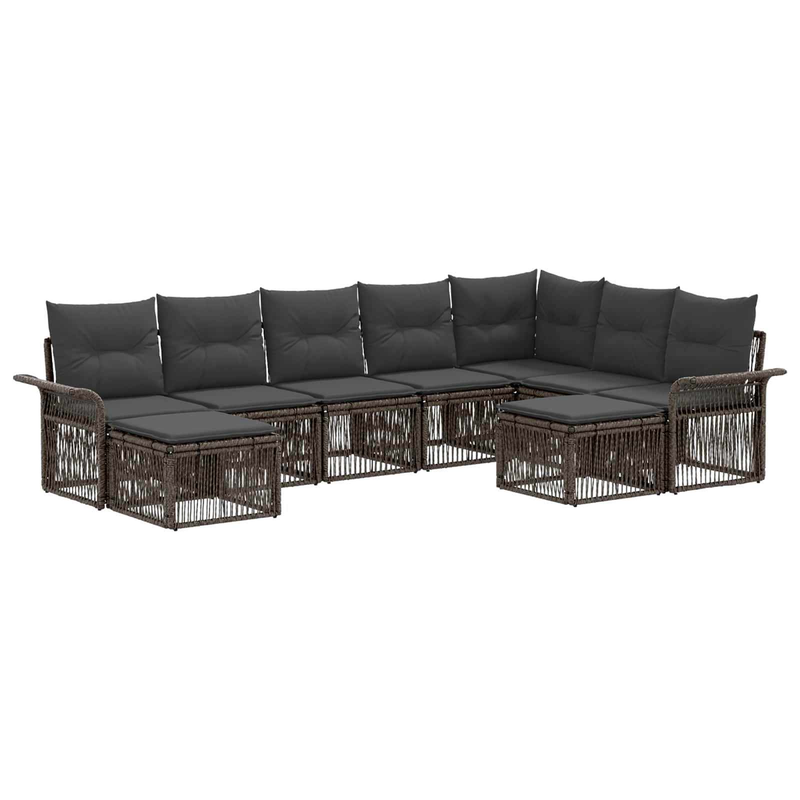 Set Divano da Giardino 9 pcs Grigio e Grigio Scuro polyrattan | homemem39
