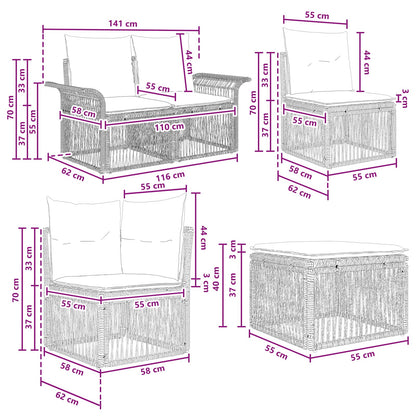 Set Divano da Giardino 9 pcs Grigio e Grigio Scuro polyrattan | homemem39