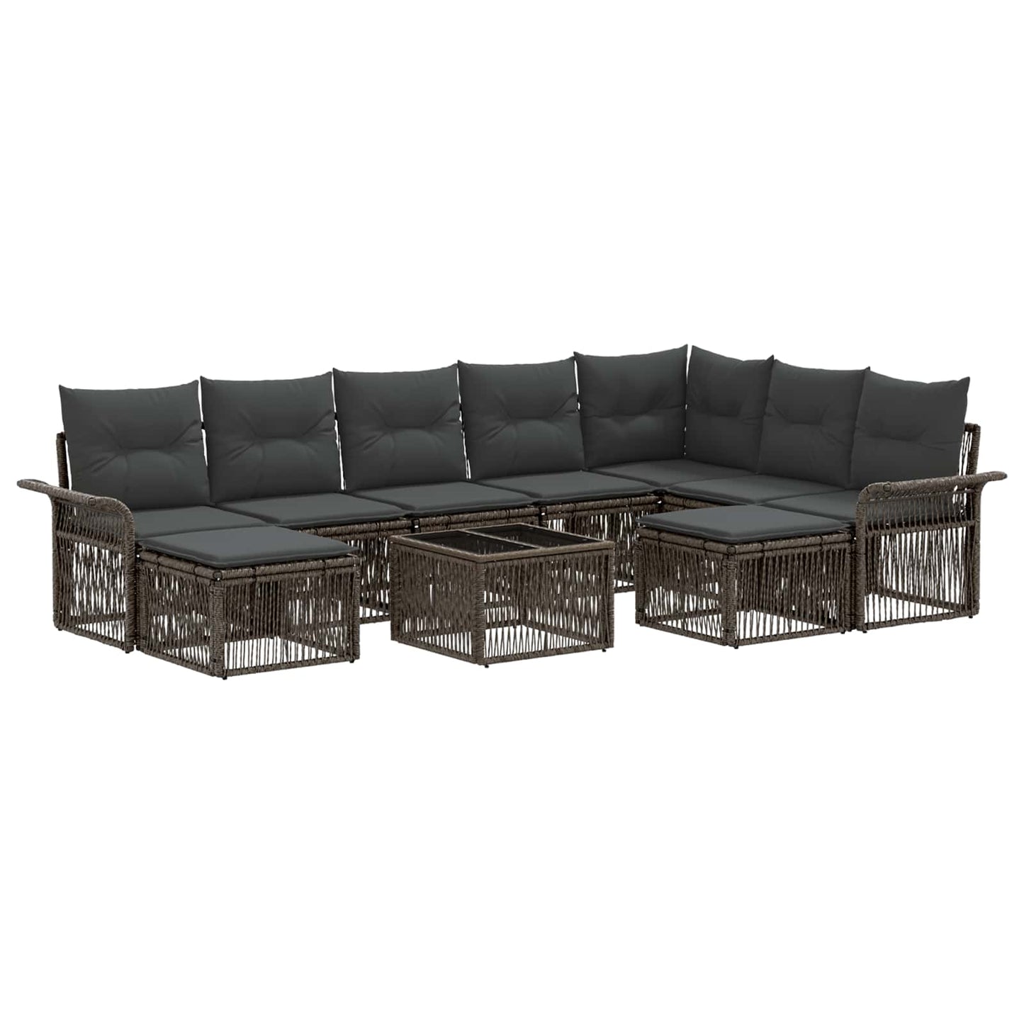 Set Divano da Giardino 10 pcs Grigio e Grigio Scuro polyrattan | homemem39