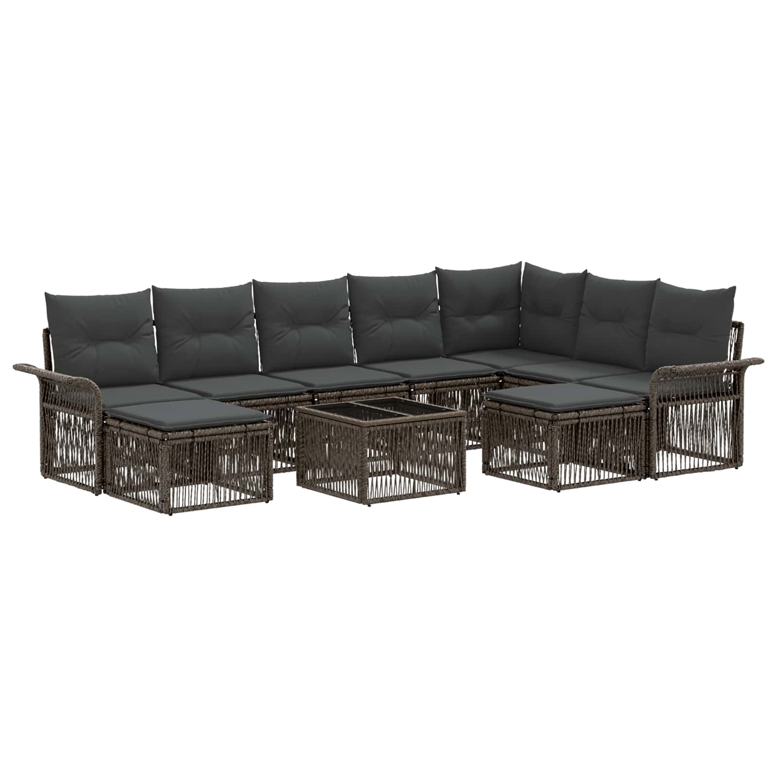 Set Divano da Giardino 10 pcs Grigio e Grigio Scuro polyrattan | homemem39