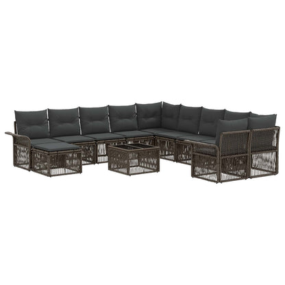 Set Divano da Giardino 12 pcs Grigio e Grigio Scuro polyrattan | homemem39