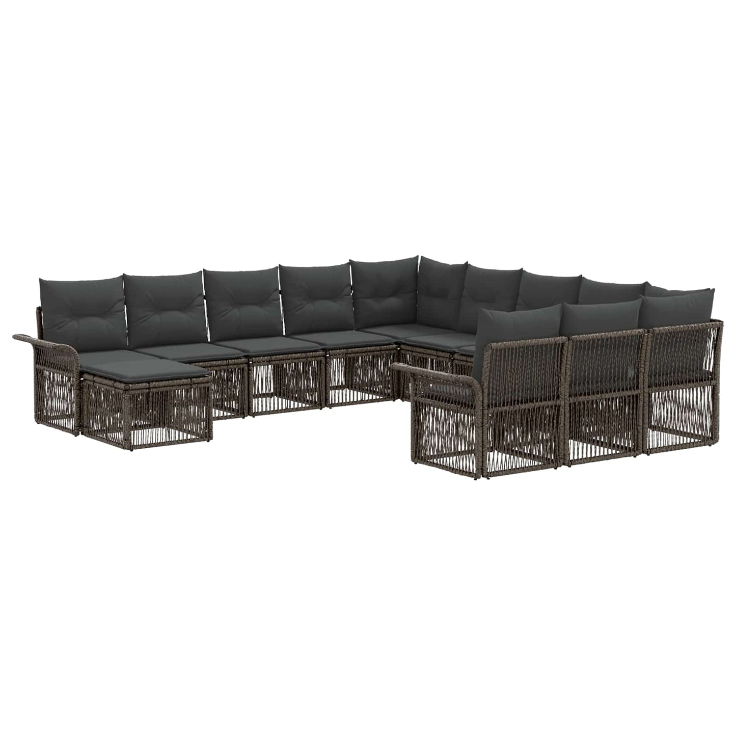 Set Divano da Giardino 12 pcs Grigio e Grigio Scuro polyrattan
