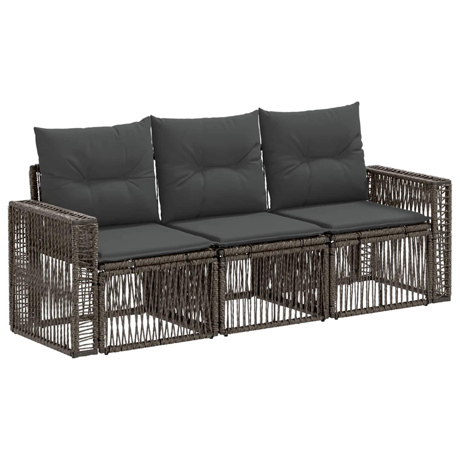 Set Divano da Giardino 3 pcs Grigio e Grigio Scuro polyrattan | homemem39