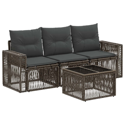 Set Divano da Giardino 4 pcs Grigio e Grigio Scuro polyrattan | homemem39
