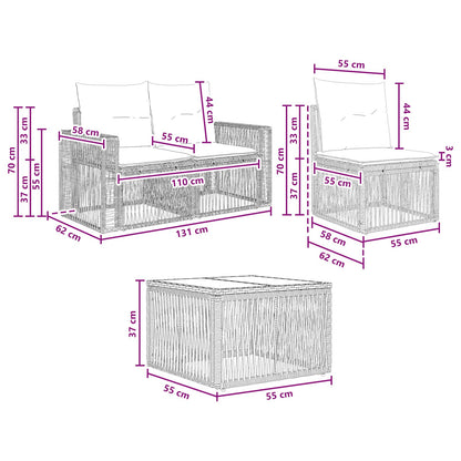Set Divano da Giardino 4 pcs Grigio e Grigio Scuro polyrattan | homemem39