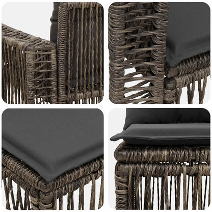 Set Divano da Giardino 4 pcs Grigio e Grigio Scuro polyrattan | homemem39