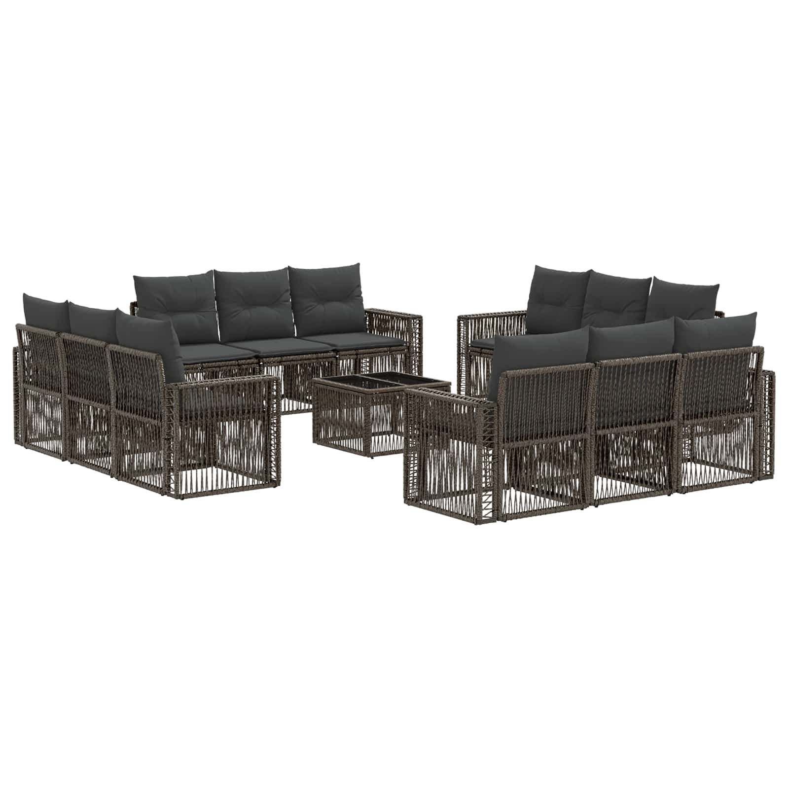Set Divano da Giardino 13 pcs Grigio e Grigio Scuro polyrattan | homemem39