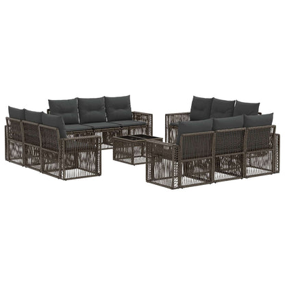 Set Divano da Giardino 13 pcs Grigio e Grigio Scuro polyrattan | homemem39