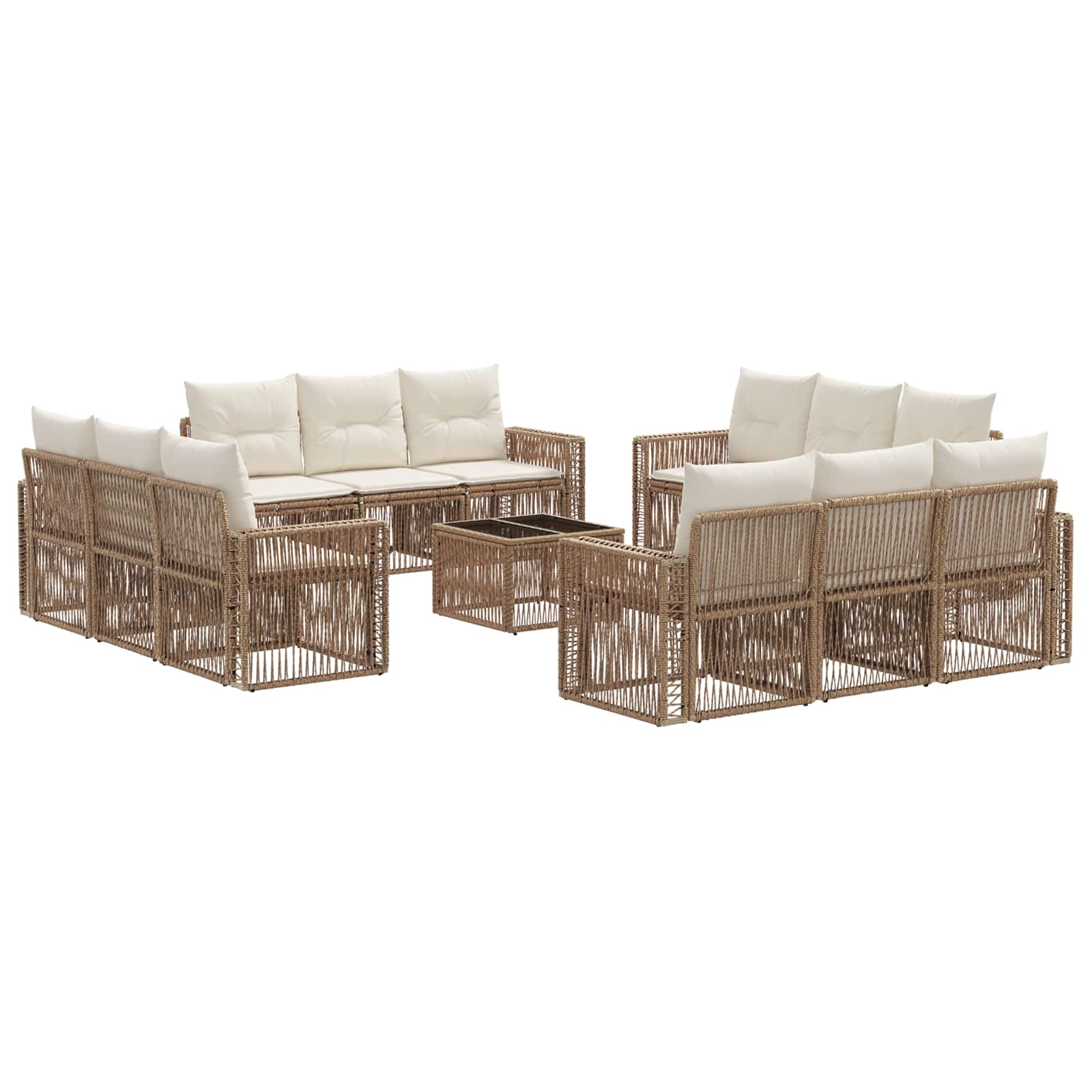 Set Divano da Giardino 13 pcs Beige e Bianco Crema polyrattan | homemem39