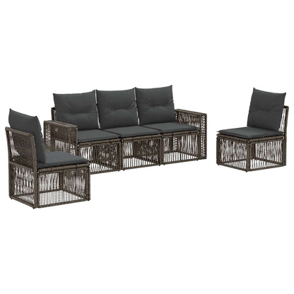 Set Divano da Giardino 5 pcs Grigio e Grigio Scuro polyrattan | homemem39