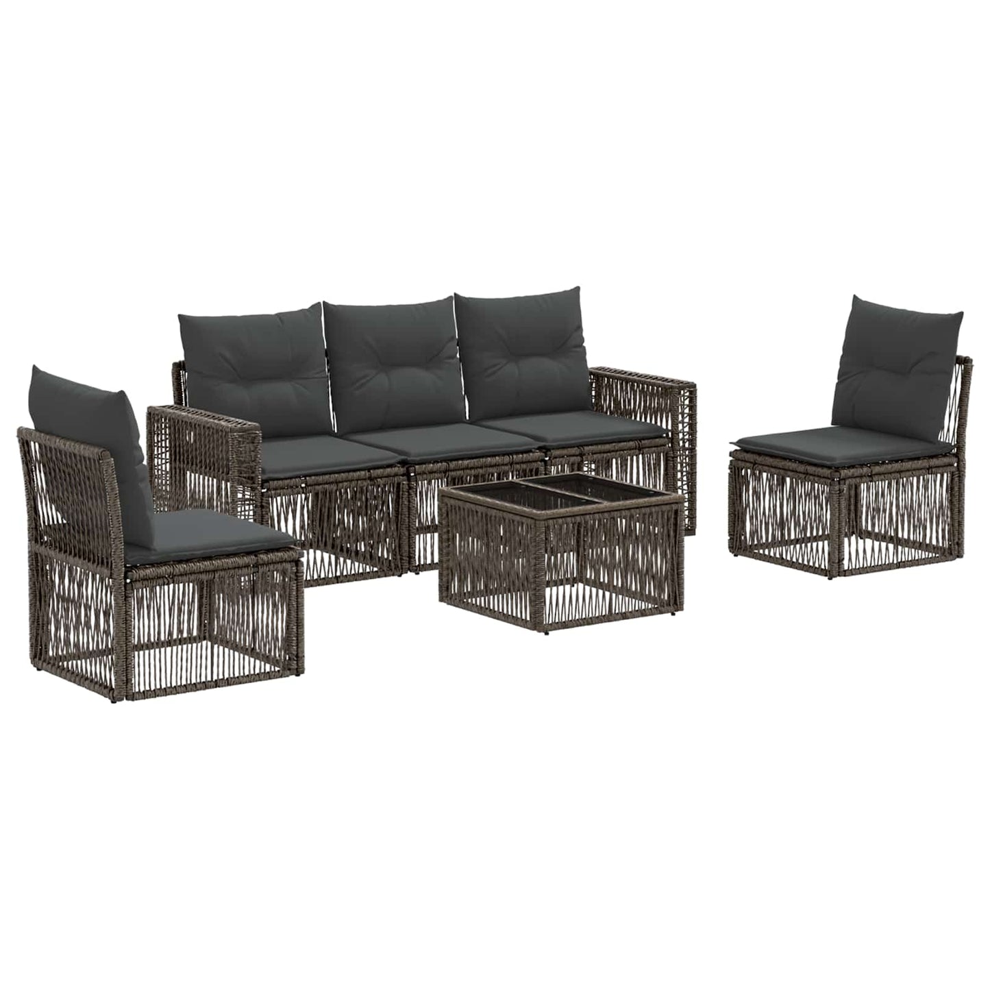 Set Divano da Giardino 6 pcs Grigio e Grigio Scuro polyrattan | homemem39