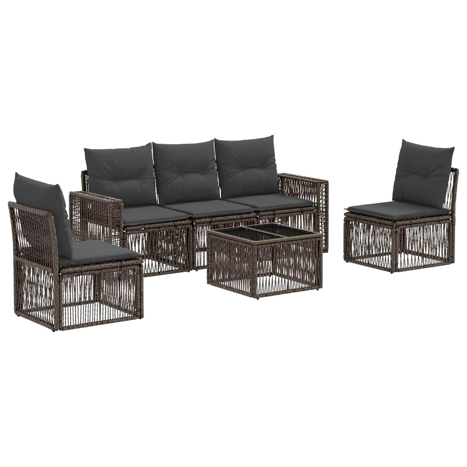 Set Divano da Giardino 6 pcs Grigio e Grigio Scuro polyrattan | homemem39