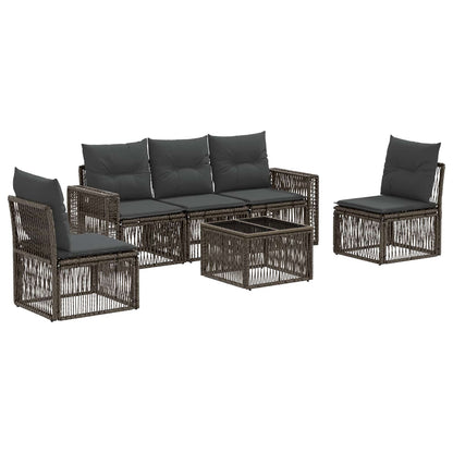 Set Divano da Giardino 6 pcs Grigio e Grigio Scuro polyrattan | homemem39