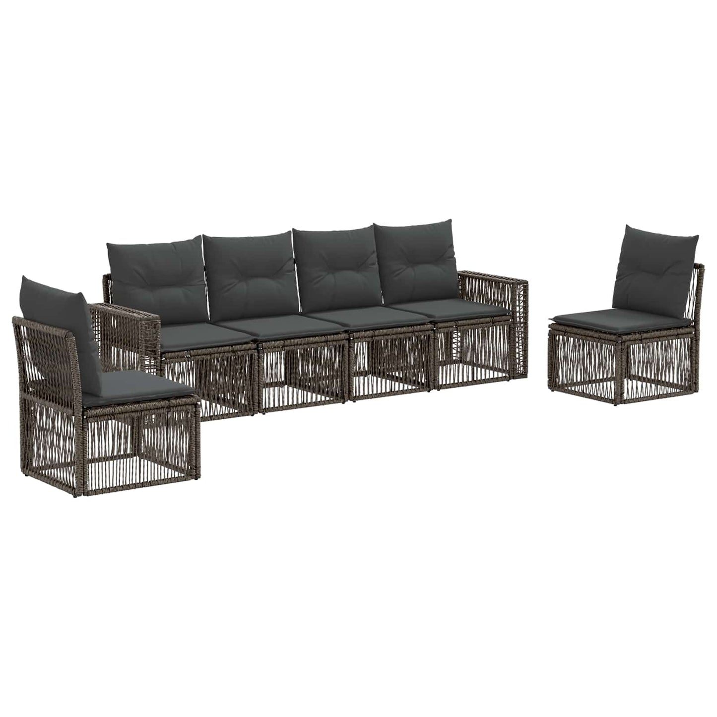 Set Divano da Giardino 6 pcs Grigio e Grigio Scuro polyrattan | homemem39