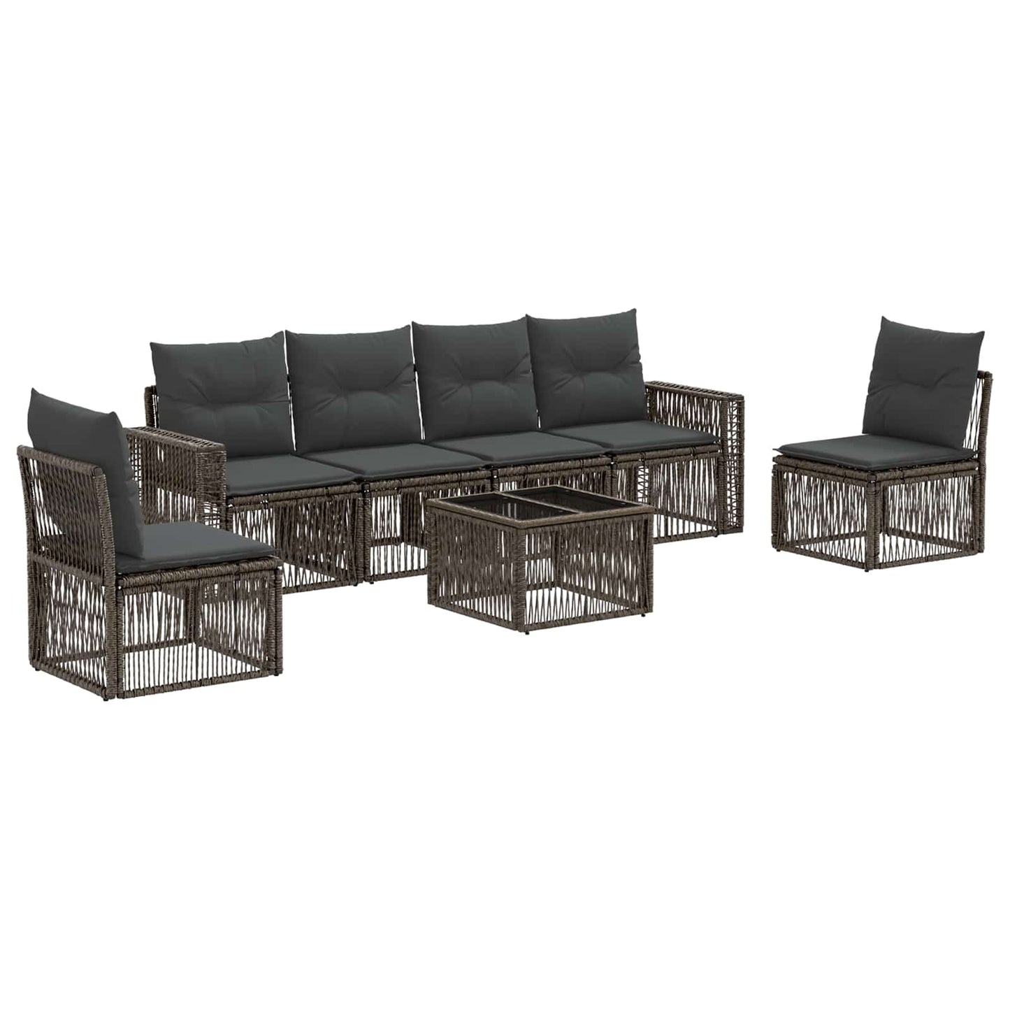 Set Divano da Giardino 7 pcs Grigio e Grigio Scuro polyrattan | homemem39