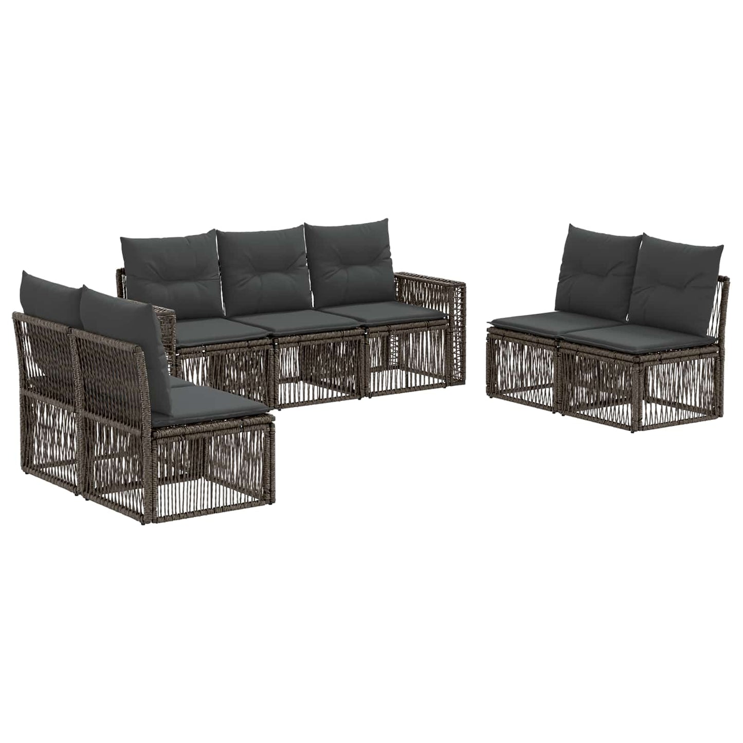 Set Divano da Giardino 7 pcs Grigio e Grigio Scuro polyrattan | homemem39