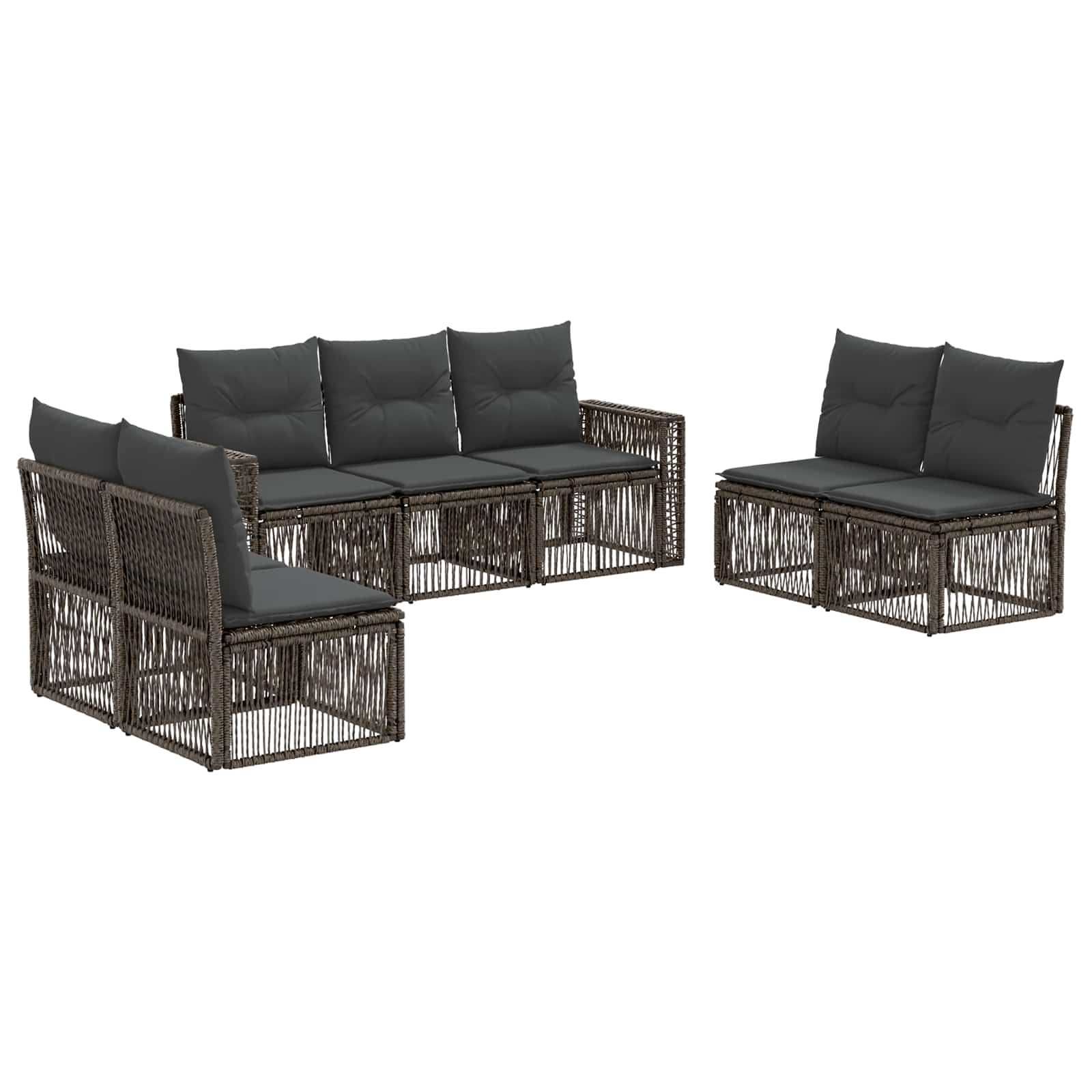 Set Divano da Giardino 7 pcs Grigio e Grigio Scuro polyrattan | homemem39