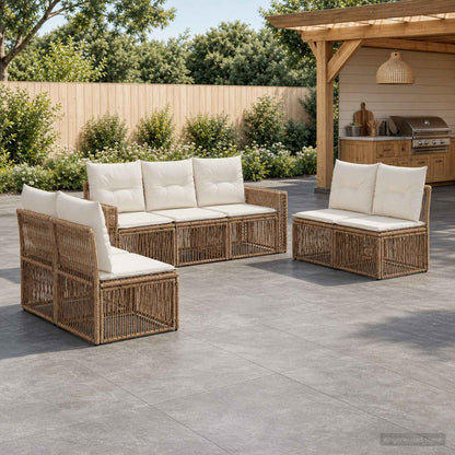Set Divano da Giardino 7 pcs Beige e Bianco Crema polyrattan | homemem39