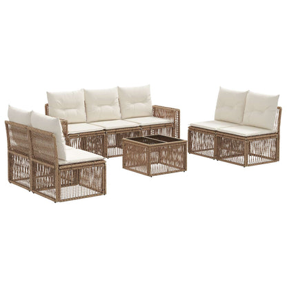 Set Divano da Giardino 8 pcs Beige e Bianco Crema polyrattan | homemem39