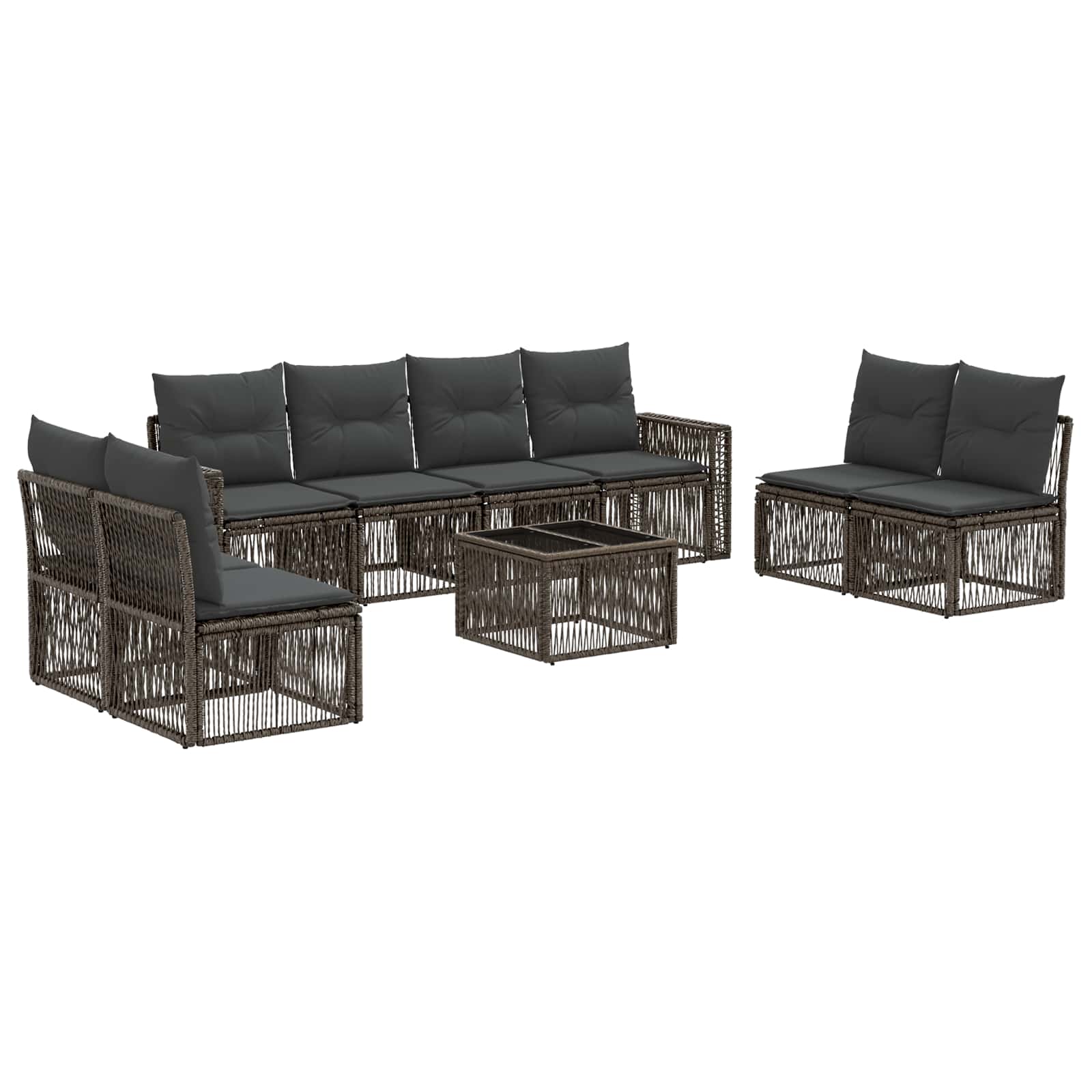 Set Divano da Giardino 9 pcs Grigio e Grigio Scuro polyrattan | homemem39