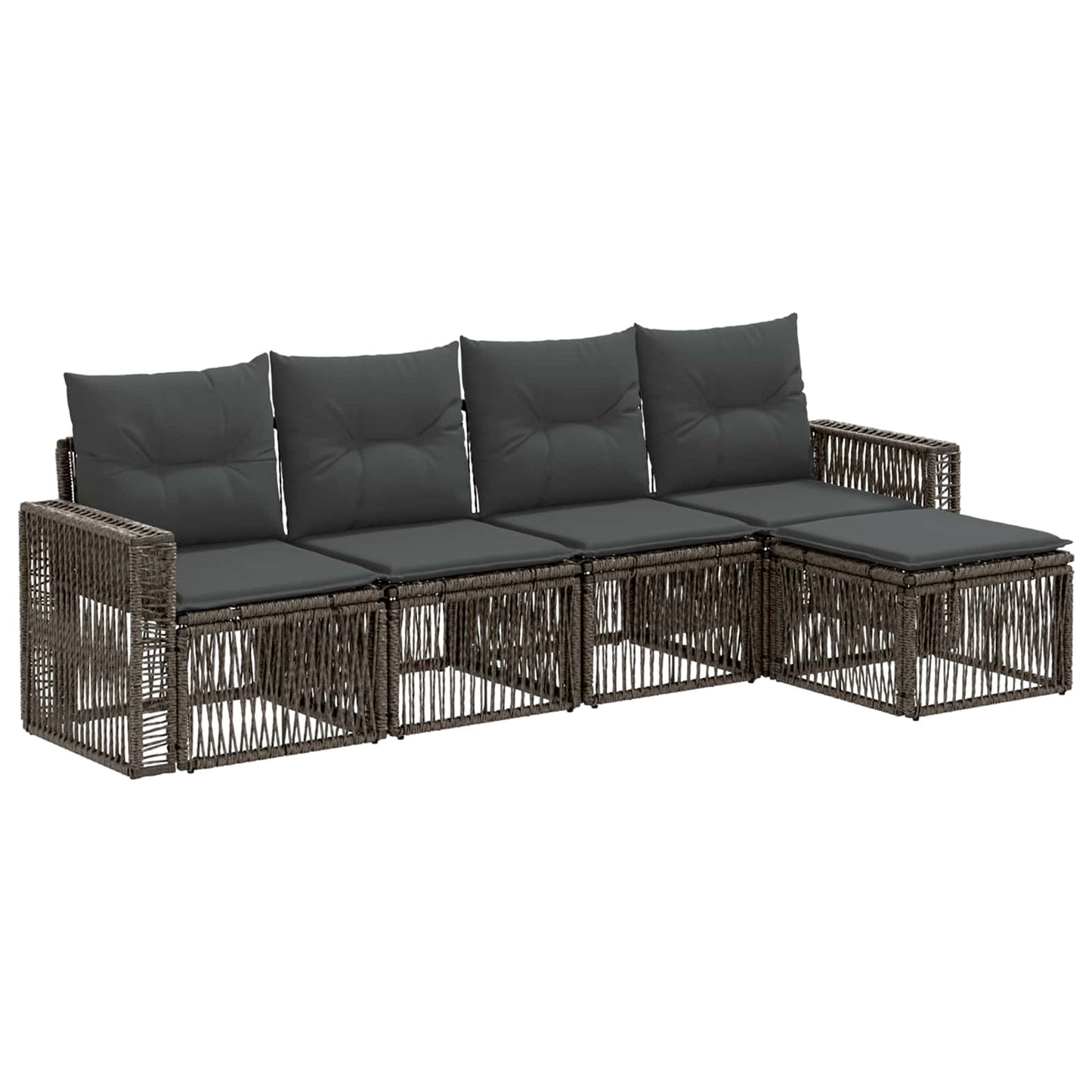 Set Divano da Giardino 5 pcs Grigio e Grigio Scuro polyrattan | homemem39