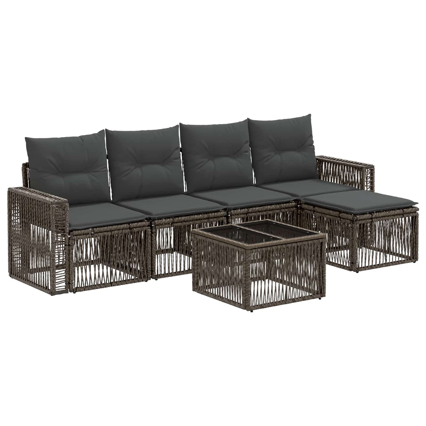 Set Divano da Giardino 6 pcs Grigio e Grigio Scuro polyrattan | homemem39