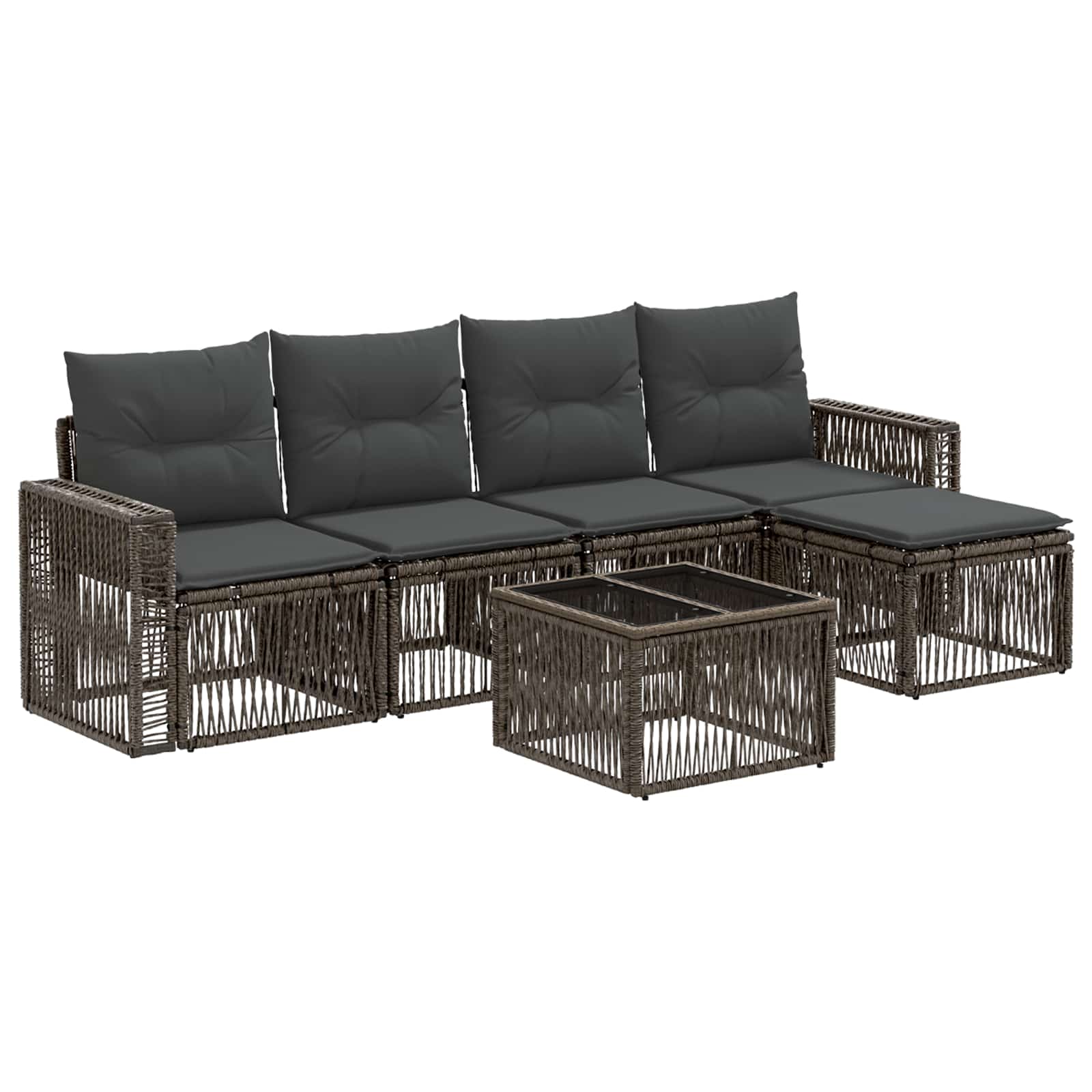 Set Divano da Giardino 6 pcs Grigio e Grigio Scuro polyrattan | homemem39