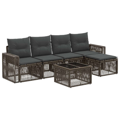 Set Divano da Giardino 6 pcs Grigio e Grigio Scuro polyrattan | homemem39