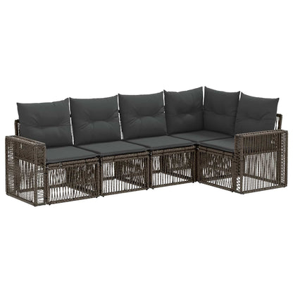 Set Divano da Giardino 5 pcs Grigio e Grigio Scuro polyrattan | homemem39