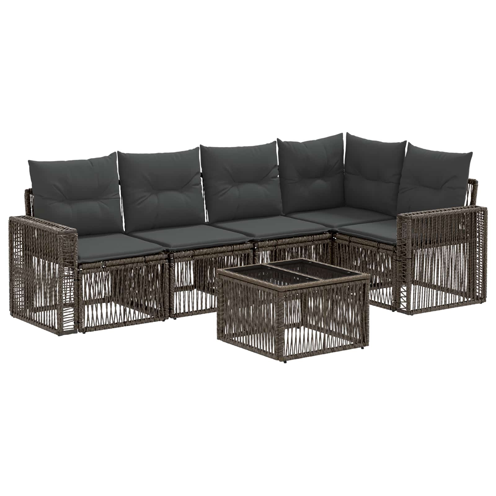 Set Divano da Giardino 6 pcs Grigio e Grigio Scuro polyrattan | homemem39
