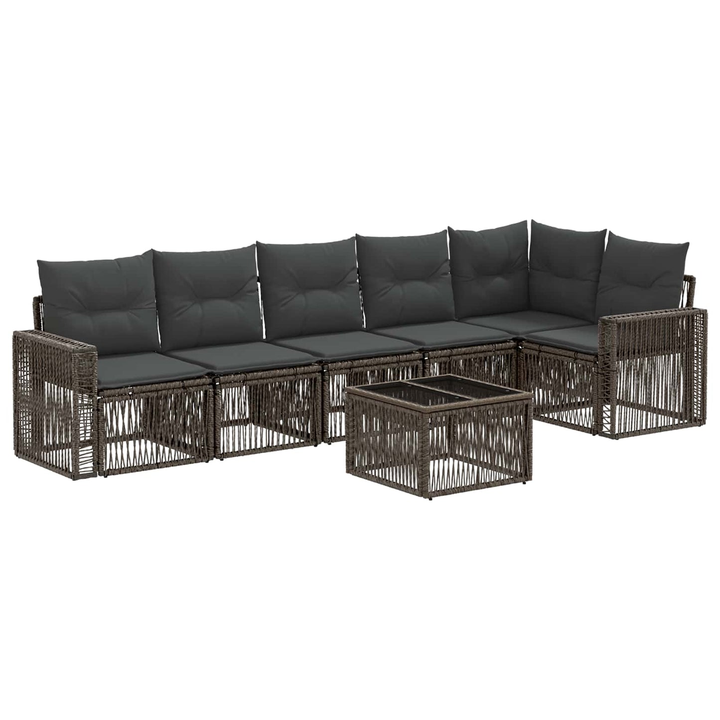 Set Divano da Giardino 7 pcs Grigio e Grigio Scuro polyrattan | homemem39