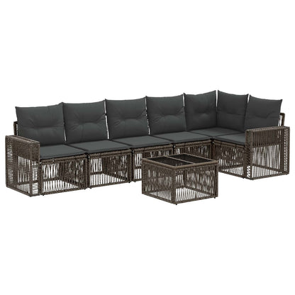 Set Divano da Giardino 7 pcs Grigio e Grigio Scuro polyrattan | homemem39