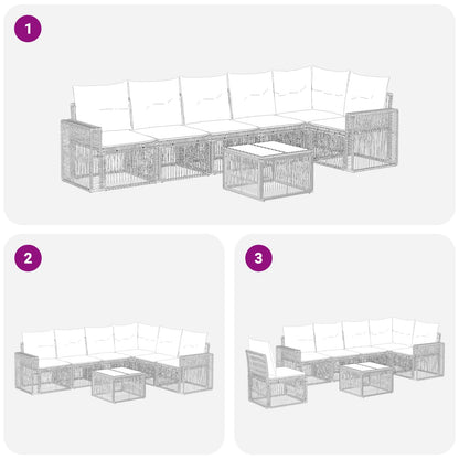 Set Divano da Giardino 7 pcs Grigio e Grigio Scuro polyrattan | homemem39