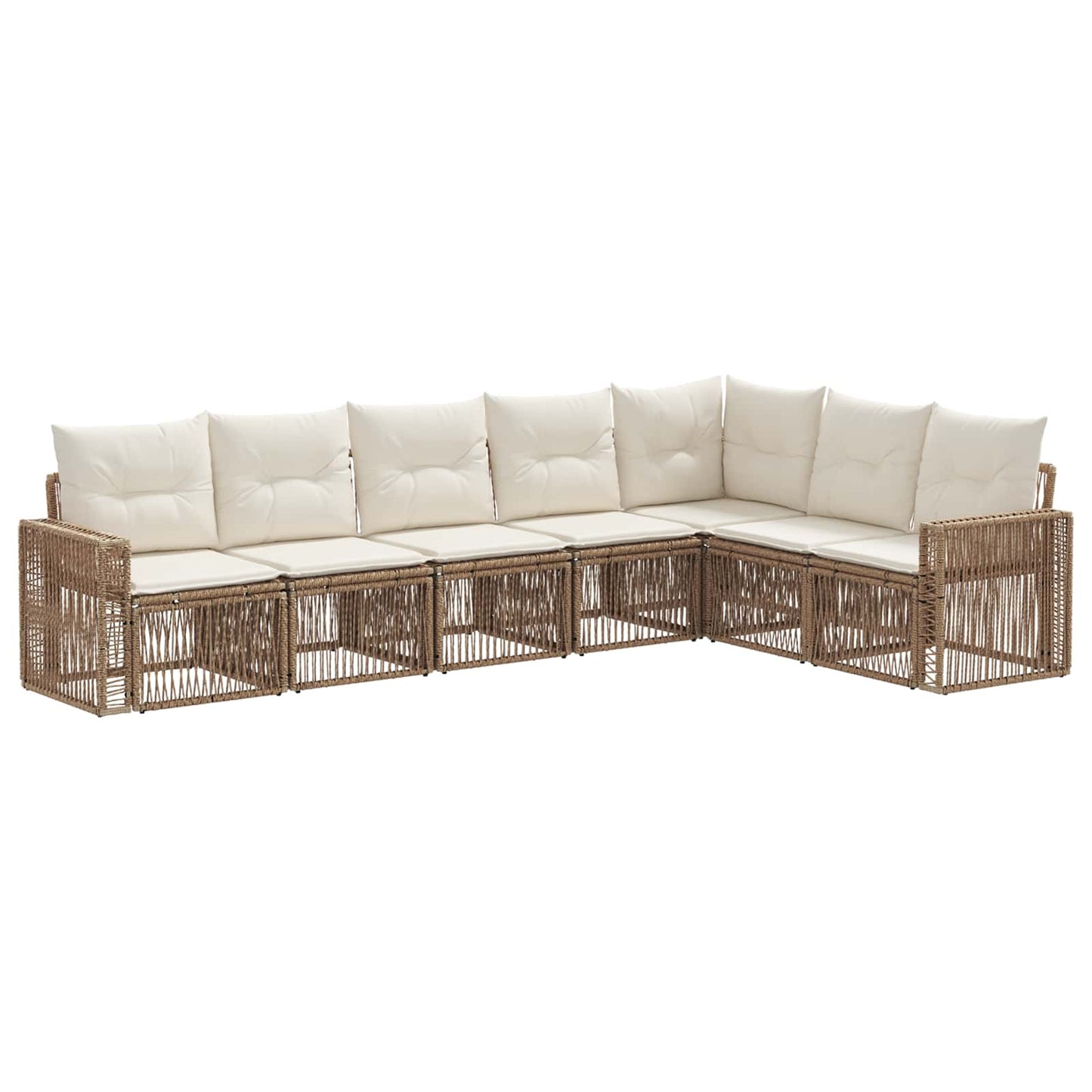 Set Divano da Giardino 7 pcs Beige e Bianco Crema polyrattan | homemem39