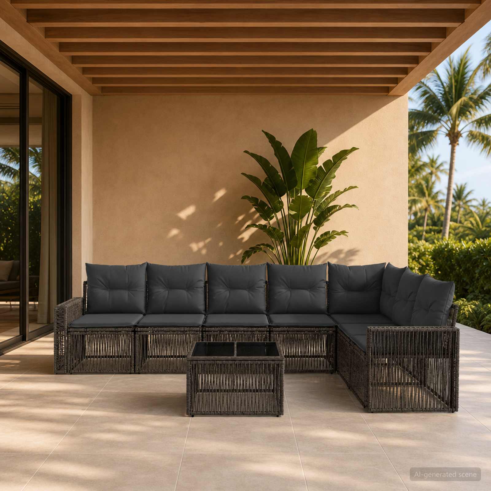 Set Divano da Giardino 8 pcs Grigio e Grigio Scuro polyrattan | homemem39