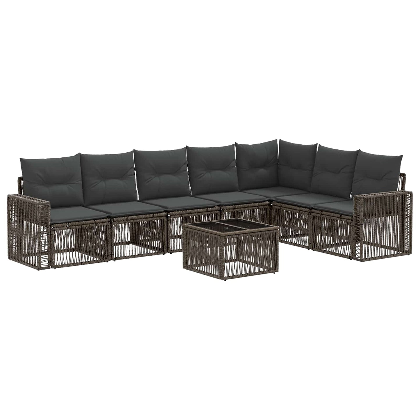 Set Divano da Giardino 8 pcs Grigio e Grigio Scuro polyrattan | homemem39