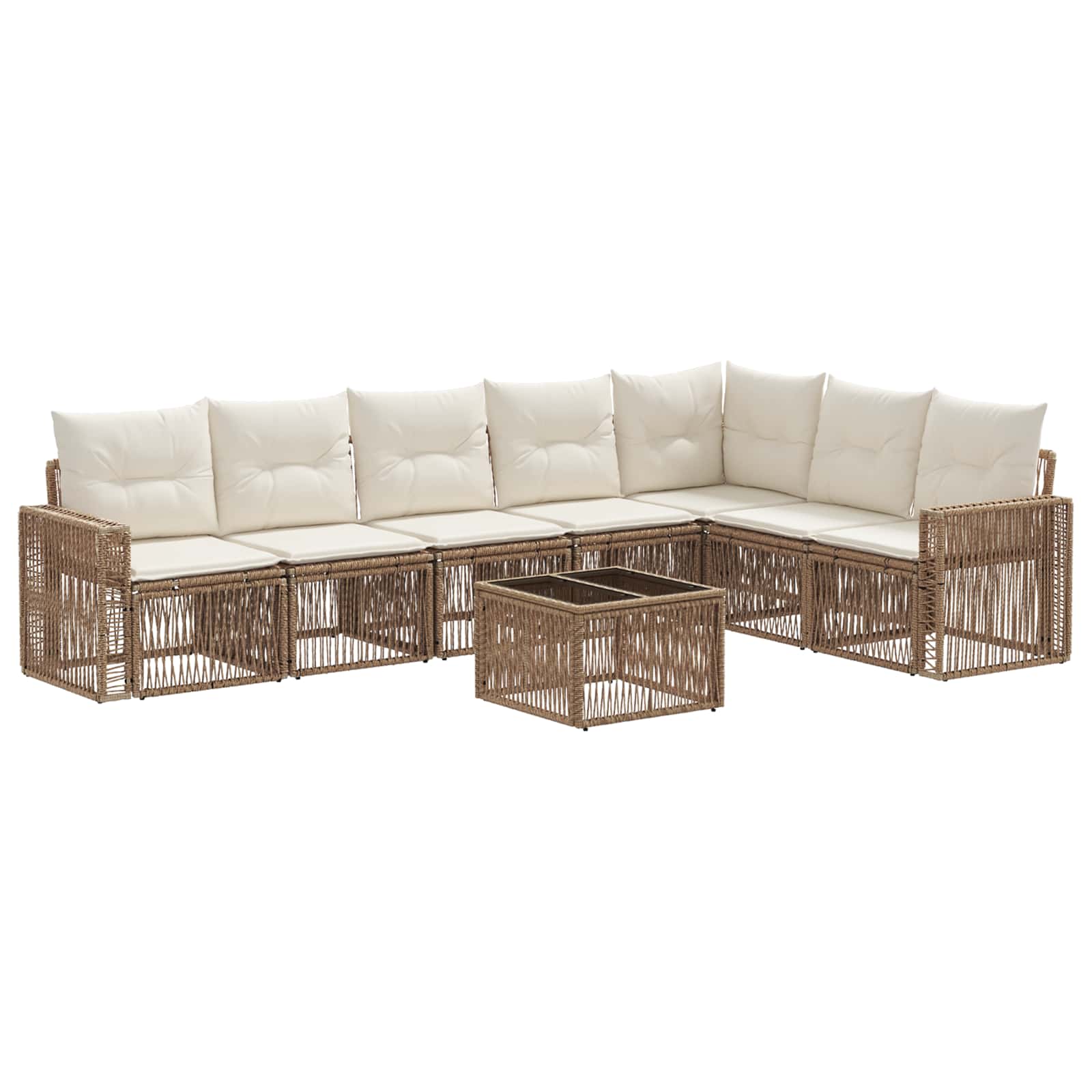 Set Divano da Giardino 8 pcs Beige e Bianco Crema polyrattan | homemem39