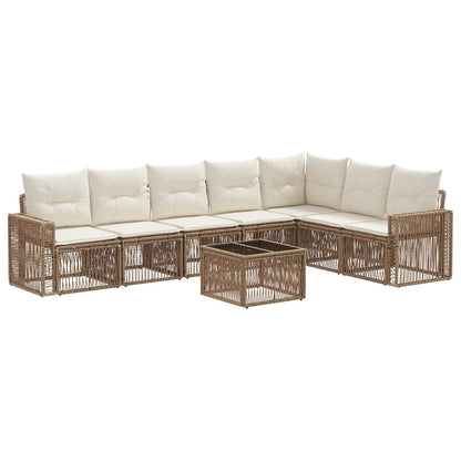 Set Divano da Giardino 8 pcs Beige e Bianco Crema polyrattan | homemem39