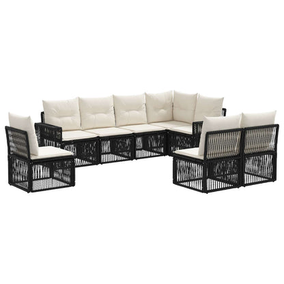Set Divano da Giardino 8 pcs Nero e Bianco Crema polyrattan | homemem39