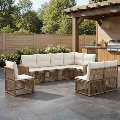Set Divano da Giardino 8 pcs Beige e Bianco Crema polyrattan | homemem39