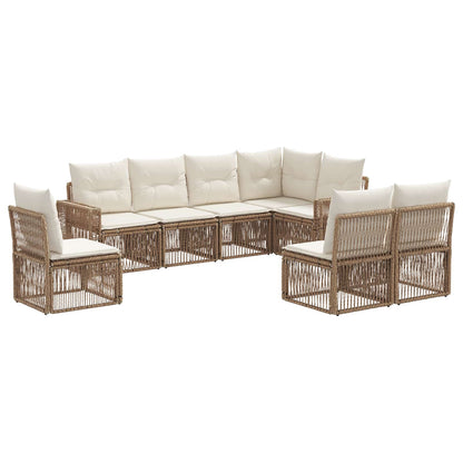 Set Divano da Giardino 8 pcs Beige e Bianco Crema polyrattan | homemem39