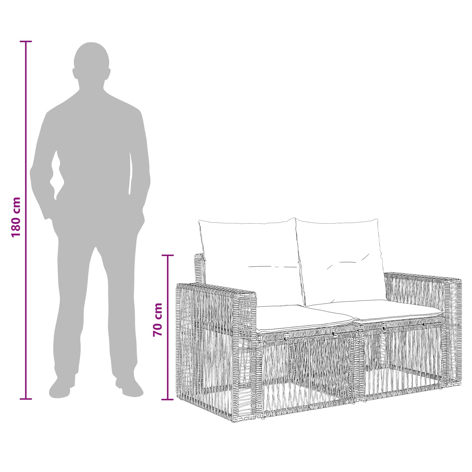 Set Divano da Giardino 9 pz Nero e Bianco Crema polyrattan | homemem39