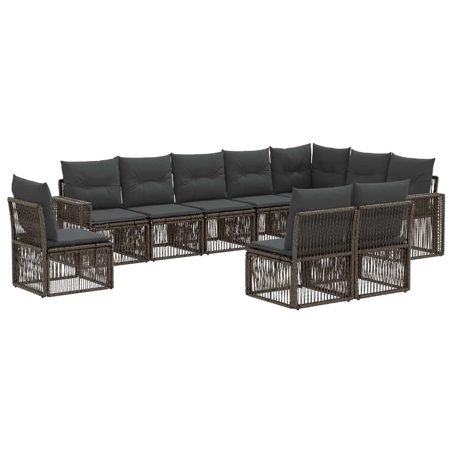 Set Divano da Giardino 10 pcs Grigio e Grigio Scuro polyrattan | homemem39