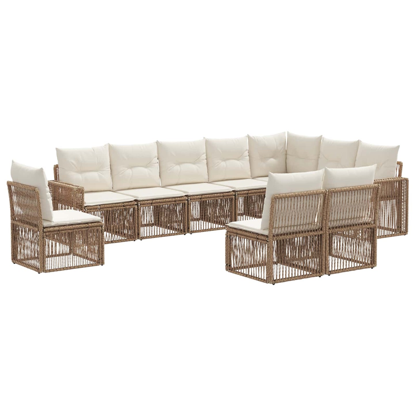 Set Divano da Giardino 10 pcs Beige e Bianco Crema polyrattan | homemem39