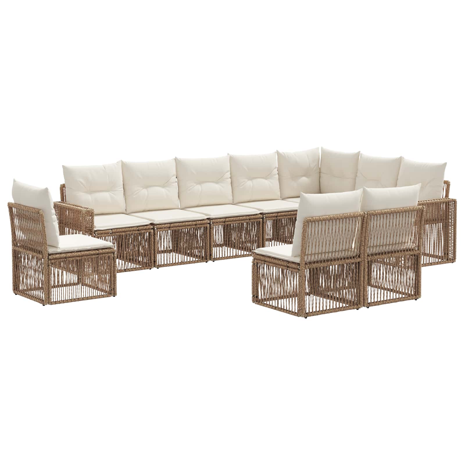 Set Divano da Giardino 10 pcs Beige e Bianco Crema polyrattan | homemem39