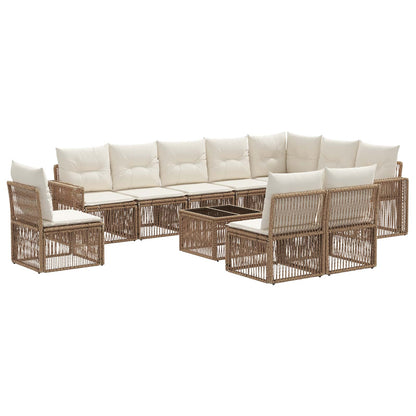Set Divano da Giardino 11 pcs Beige e Bianco Crema polyrattan | homemem39