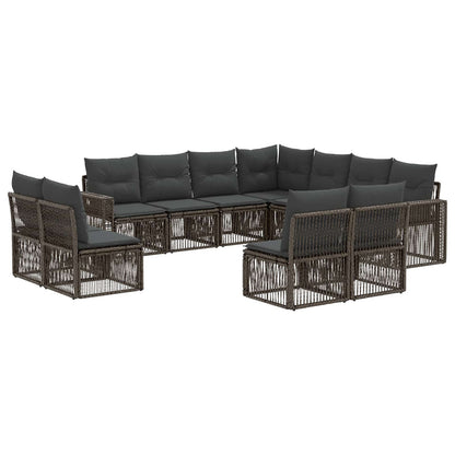 Set Divano da Giardino 11 pcs Grigio e Grigio Scuro polyrattan | homemem39